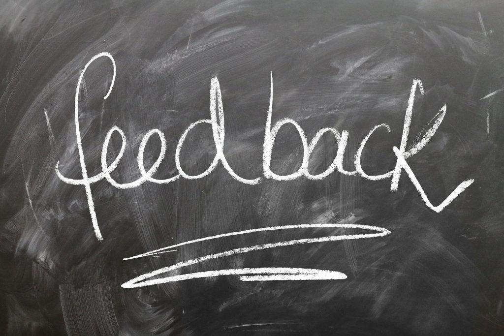 Blackboard with a text "feedback"